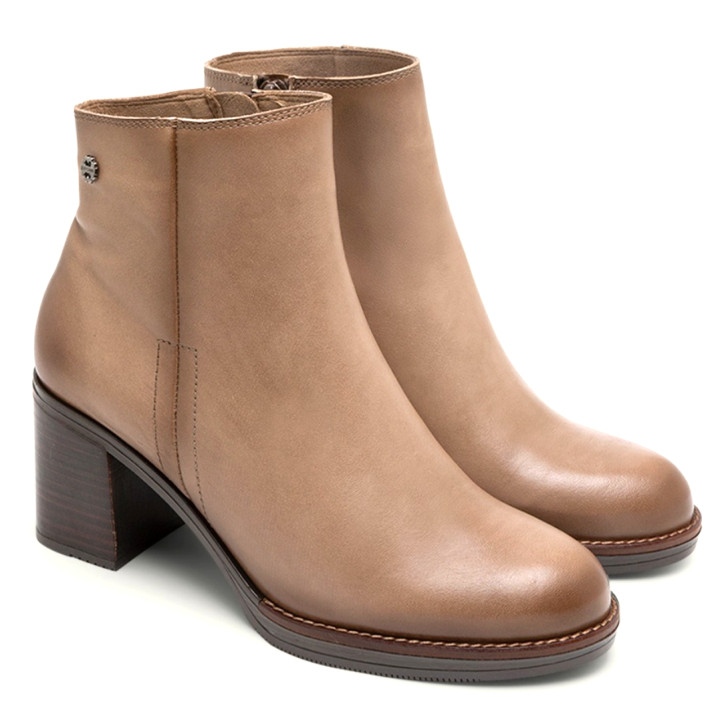BOTINES DE PIEL DE TACÓN TAUPE RANIA PORRONET - Querol online