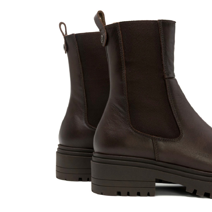 BOTINES DE PIEL MOKA CON ELÁSTICOS CAROL PORRONET - Querol online