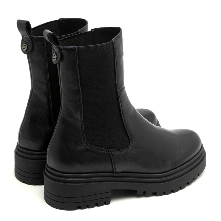 BOTINES DE PIEL NEGROS CON ELÁSTICOS CAROL PORRONET - Querol online