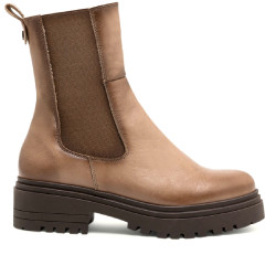 BOTINES DE PIEL TAUPE CON ELÁSTICOS CAROL PORRONET - Querol online