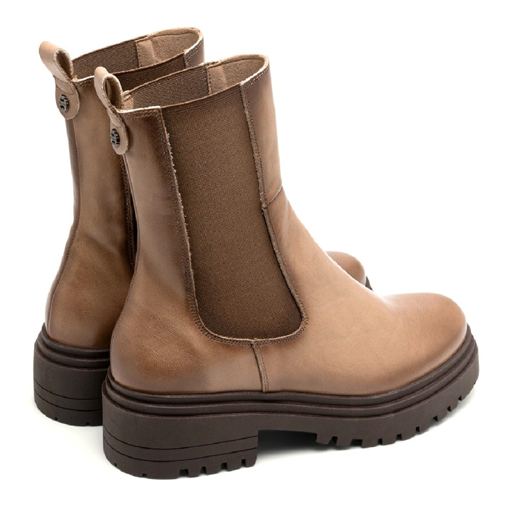 BOTINES DE PIEL TAUPE CON ELÁSTICOS CAROL PORRONET - Querol online