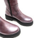 BOTINES DE PIEL METALIZADA BURDEOS CON CREMALLERA CINTIA PORRONET - Querol online
