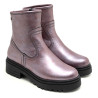 BOTINES DE PIEL METALIZADA BURDEOS CON CREMALLERA CINTIA PORRONET