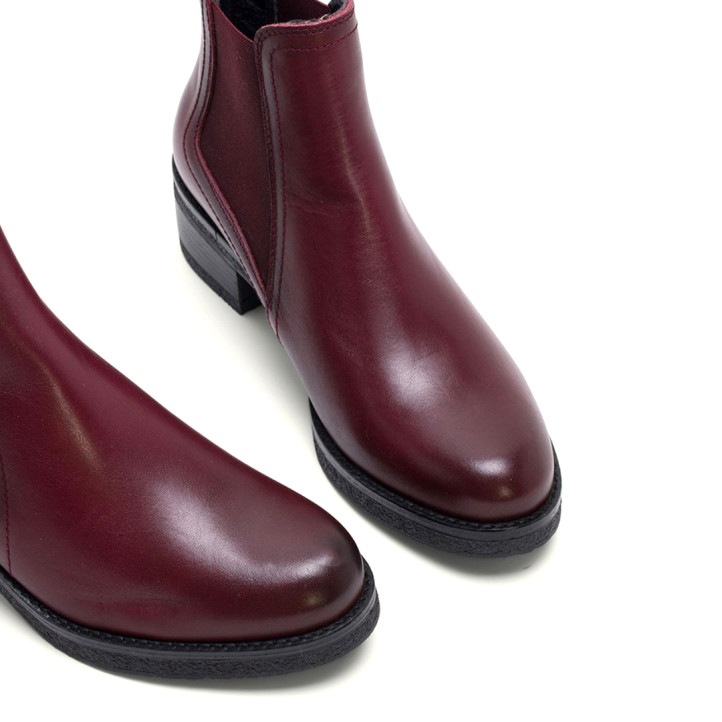 BOTINES DE PIEL BURDEOS CON ELÁSTICOS DAFNE PORRONET - Querol online