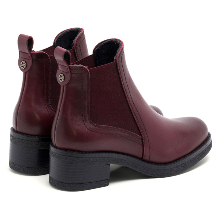 BOTINES DE PIEL BURDEOS CON ELÁSTICOS DAFNE PORRONET - Querol online