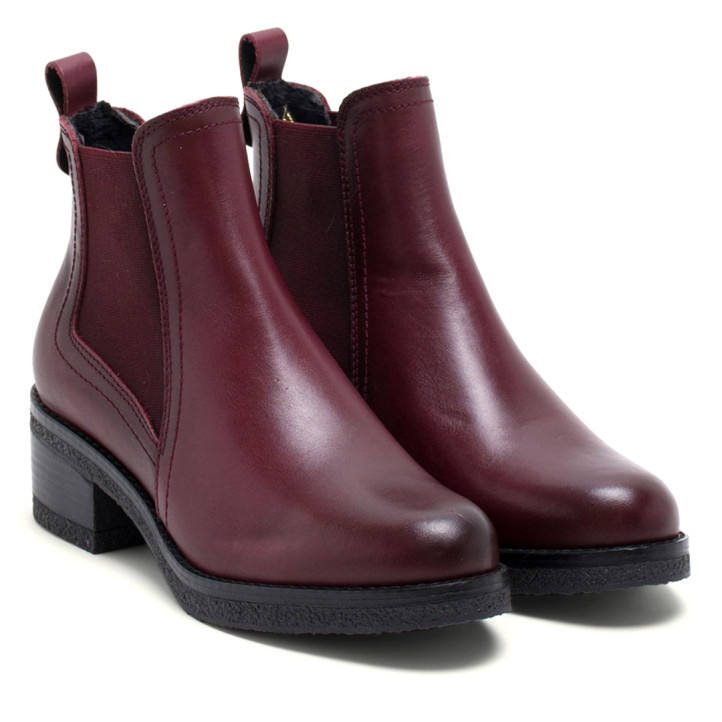 BOTINES DE PIEL BURDEOS CON ELÁSTICOS DAFNE PORRONET - Querol online