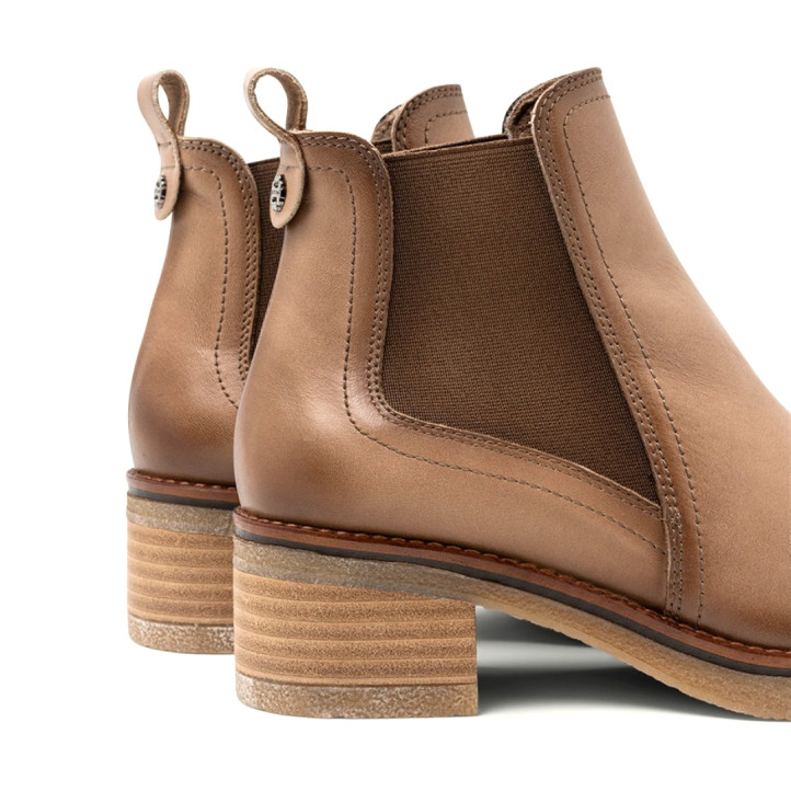 BOTINES DE PIEL TAUPE CON ELÁSTICOS DAFNE PORRONET - Querol online
