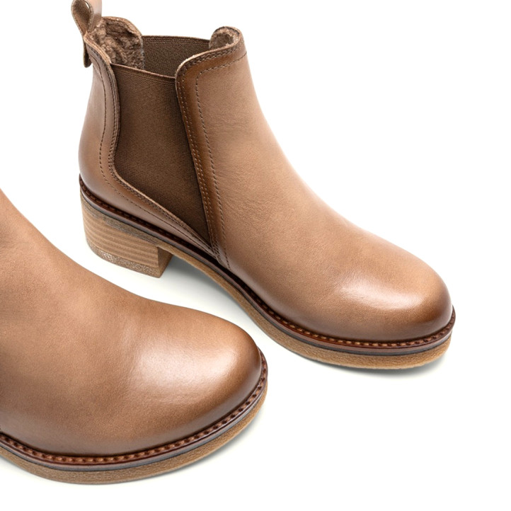 BOTINES DE PIEL TAUPE CON ELÁSTICOS DAFNE PORRONET - Querol online