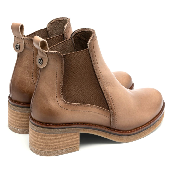BOTINES DE PIEL TAUPE CON ELÁSTICOS DAFNE PORRONET - Querol online
