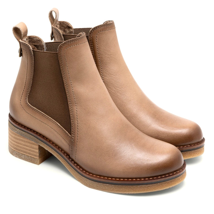BOTINES DE PIEL TAUPE CON ELÁSTICOS DAFNE PORRONET - Querol online