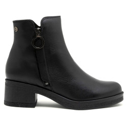 BOTINES DE PIEL NEGRO CON CREMALLERA DELIA PORRONET - Querol online