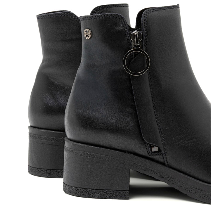 BOTINES DE PIEL NEGRO CON CREMALLERA DELIA PORRONET - Querol online