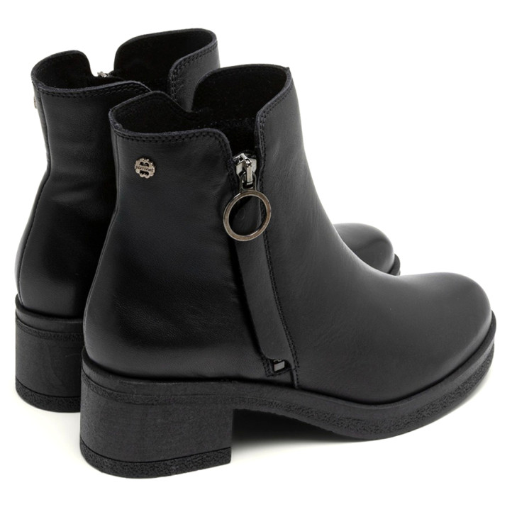BOTINES DE PIEL NEGRO CON CREMALLERA DELIA PORRONET - Querol online