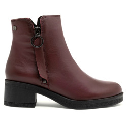 BOTINES DE PIEL BURDEOS CON CREMALLERA DELIA PORRONET - Querol online