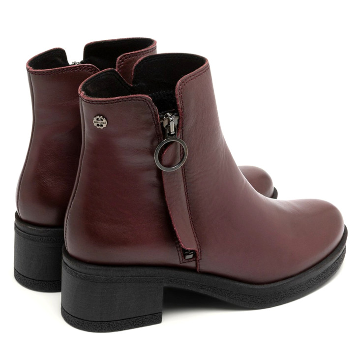 BOTINES DE PIEL BURDEOS CON CREMALLERA DELIA PORRONET - Querol online