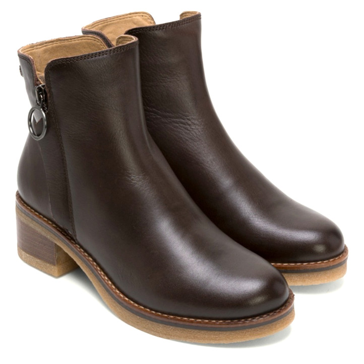 BOTINES DE PIEL MOKA CON CREMALLERA DELIA PORRONET - Querol online