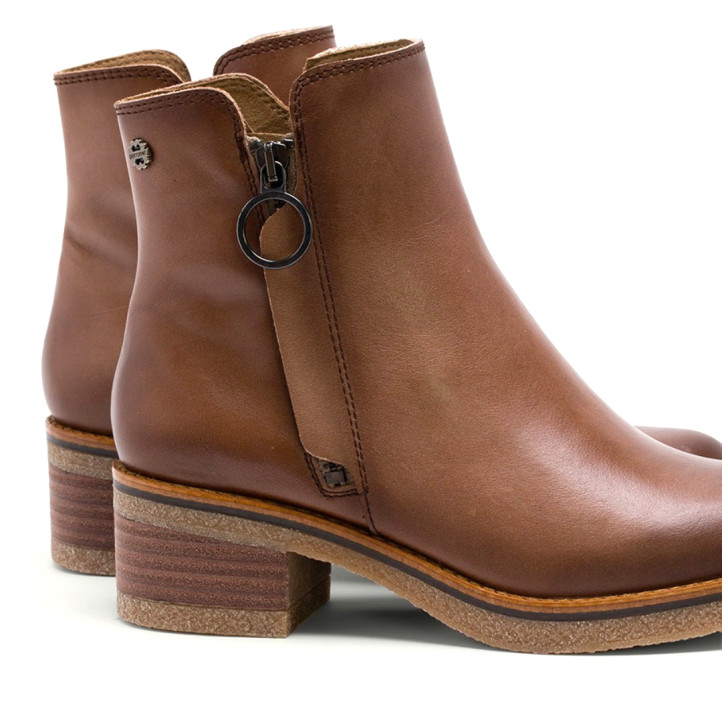 BOTINES DE PIEL TAUPE CON CREMALLERA DELIA PORRONET - Querol online