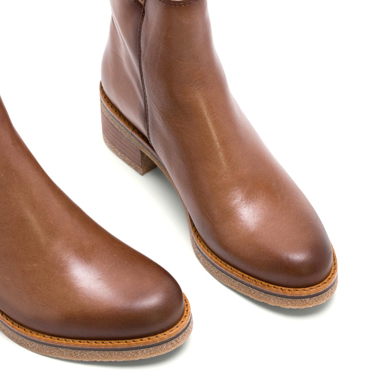 BOTINES DE PIEL TAUPE CON CREMALLERA DELIA PORRONET - Querol online
