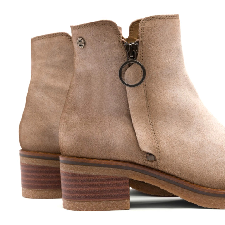 BOTINES DE PIEL ARENA CON CREMALLERA DIANA PORRONET - Querol online