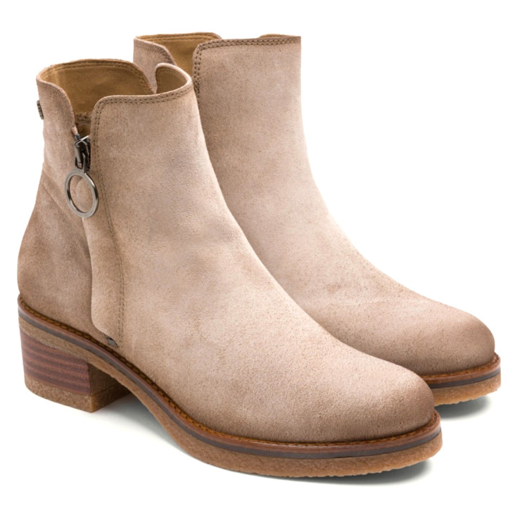BOTINES DE PIEL ARENA CON CREMALLERA DIANA PORRONET - Querol online