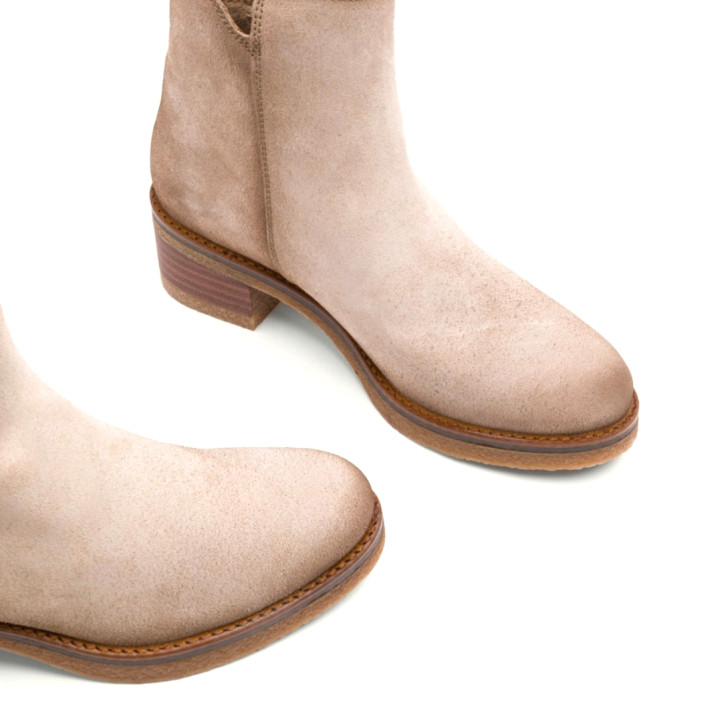 BOTINES DE PIEL ARENA CON CREMALLERA DIANA PORRONET - Querol online
