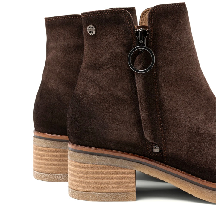 BOTINES DE PIEL MOKA CON CREMALLERA DIANA PORRONET - Querol online