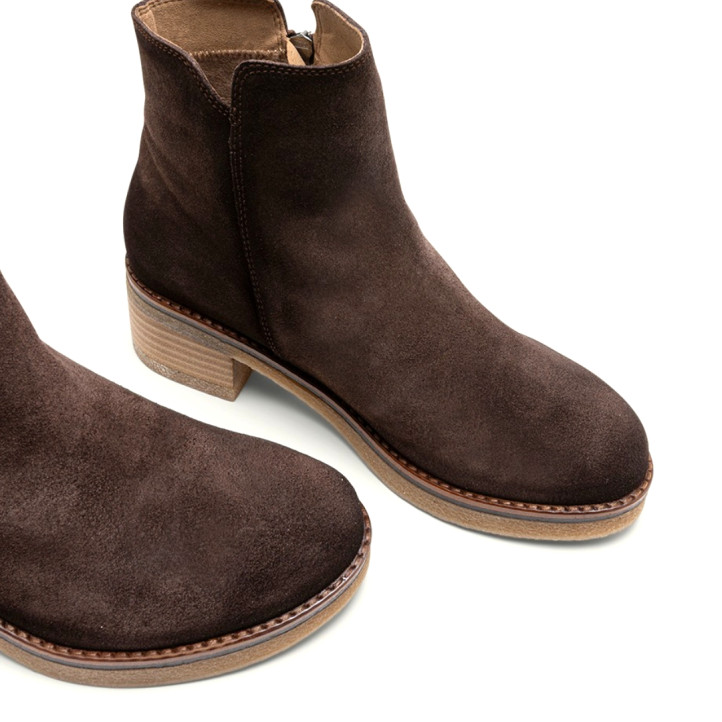 BOTINES DE PIEL MOKA CON CREMALLERA DIANA PORRONET - Querol online