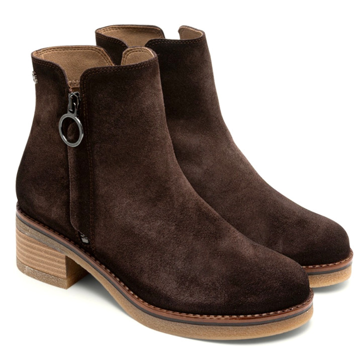BOTINES DE PIEL MOKA CON CREMALLERA DIANA PORRONET - Querol online