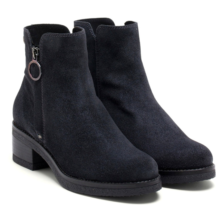 BOTINES DE PIEL CARBÓN CON CREMALLERA DIANA PORRONET - Querol online