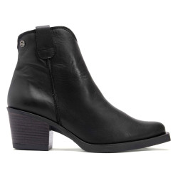 BOTINES COWBOY DE PIEL NEGRO CON CREMALLERA FRIDA PORRONET - Querol online