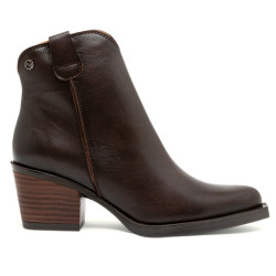 BOTINES COWBOY DE PIEL MOKA CON CREMALLERA FRIDA PORRONET - Querol online