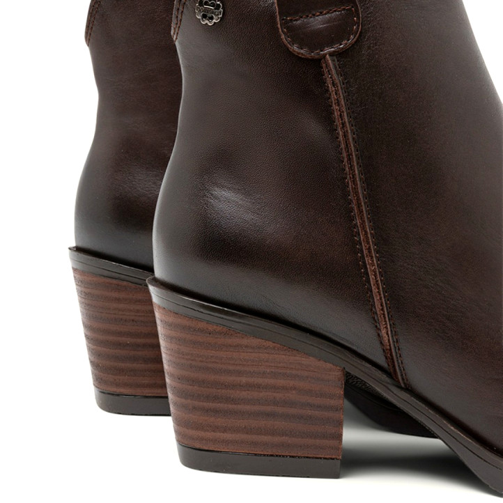 BOTINES COWBOY DE PIEL MOKA CON CREMALLERA FRIDA PORRONET - Querol online