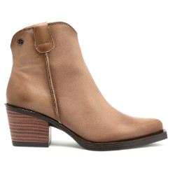 BOTINES COWBOY DE PIEL TAUPE CON CREMALLERA FRIDA PORRONET - Querol online