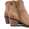 BOTINES COWBOY DE PIEL TAUPE CON CREMALLERA FRIDA PORRONET