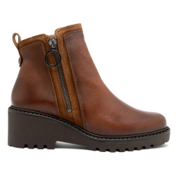 BOTINES DE PIEL CON CUÑA Y CREMALLERA CUERO ELSA PORRONET - Querol online