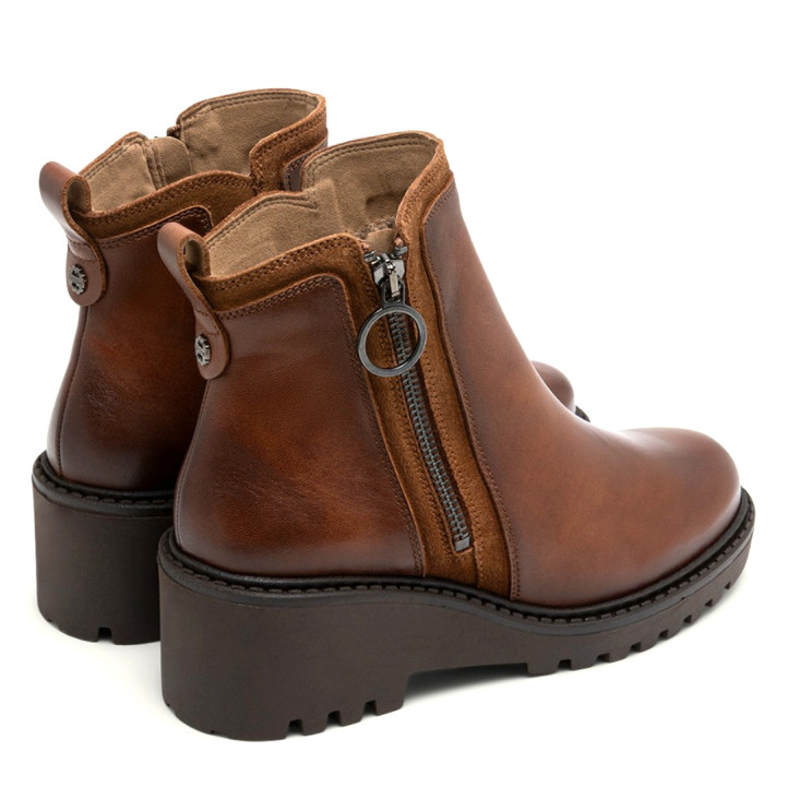 BOTINES DE PIEL CON CUÑA Y CREMALLERA CUERO ELSA PORRONET - Querol online