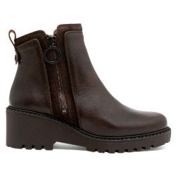 BOTINES DE PIEL CON CUÑA Y CREMALLERA MOKA ELSA PORRONET - Querol online