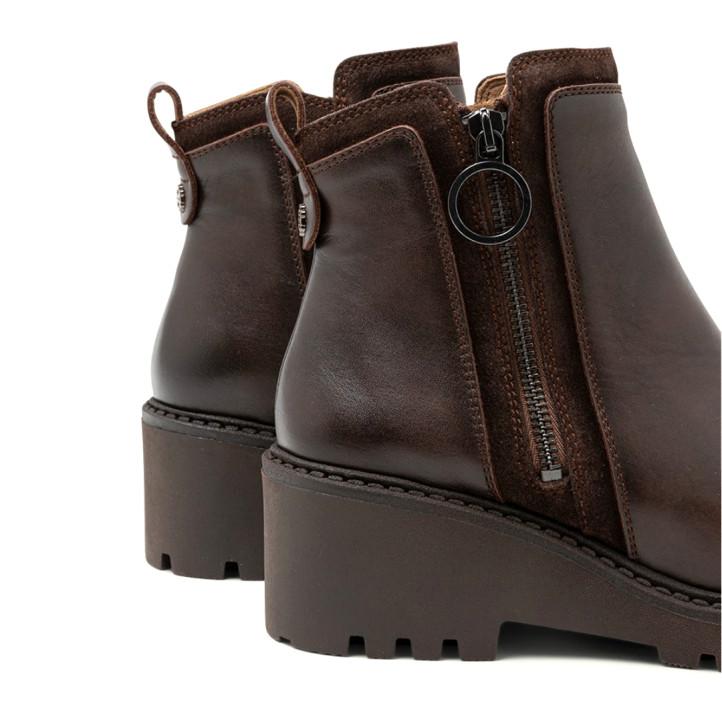 BOTINES DE PIEL CON CUÑA Y CREMALLERA MOKA ELSA PORRONET - Querol online