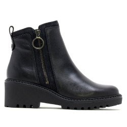 BOTINES DE PIEL CON CUÑA Y CREMALLERA NEGRO ELSA PORRONET - Querol online