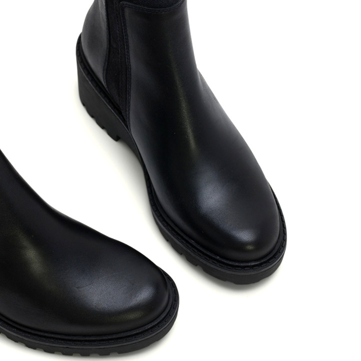BOTINES DE PIEL CON CUÑA Y CREMALLERA NEGRO ELSA PORRONET - Querol online