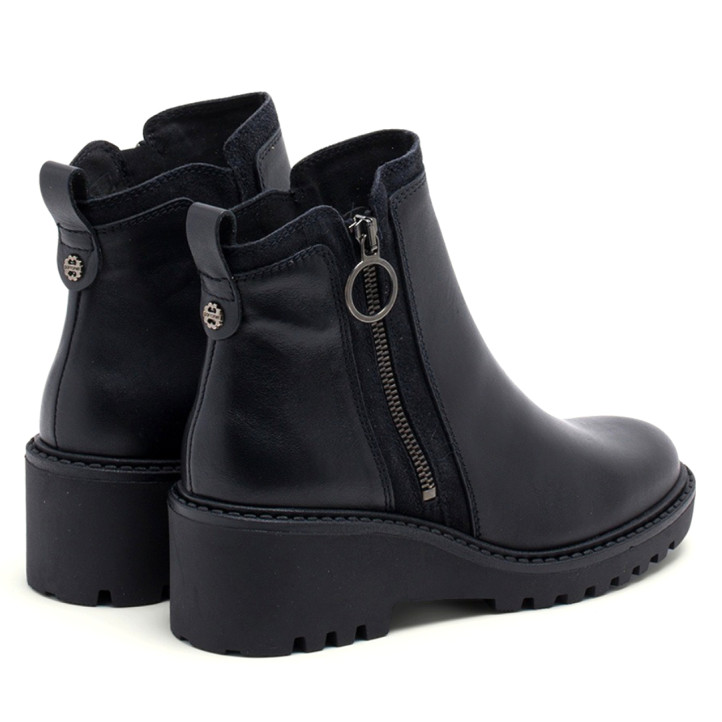 BOTINES DE PIEL CON CUÑA Y CREMALLERA NEGRO ELSA PORRONET - Querol online