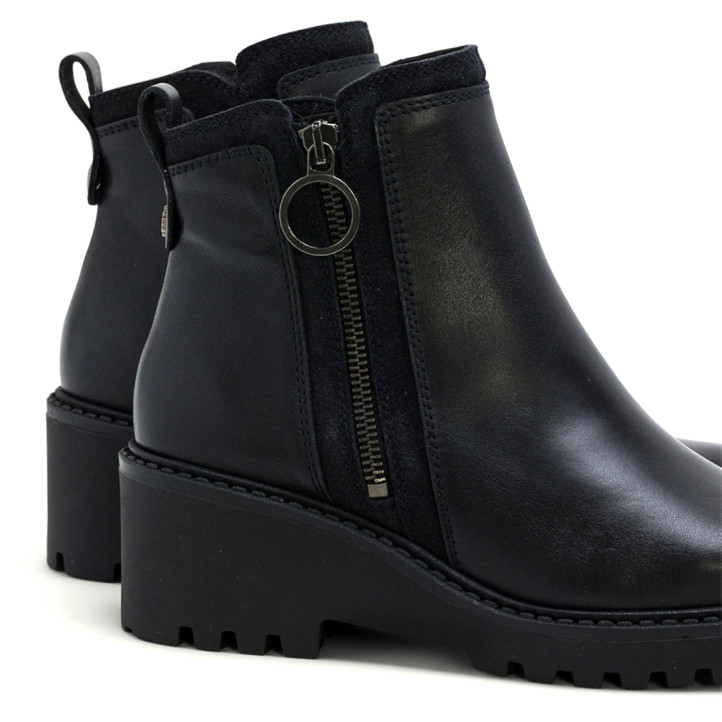 BOTINES DE PIEL CON CUÑA Y CREMALLERA NEGRO ELSA PORRONET - Querol online
