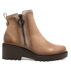 BOTINES DE PIEL CON CUÑA Y CREMALLERA TAUPE ELSA PORRONET - Querol online
