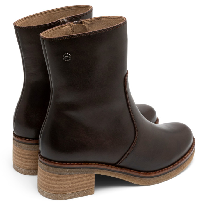 BOTINES DE PIEL MOKA CON CREMALLERA DENISE PORRONET - Querol online