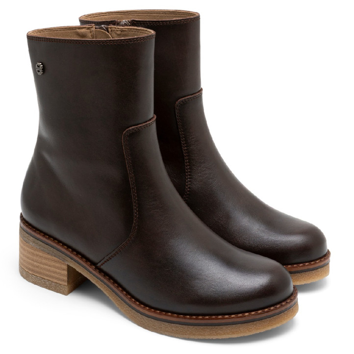 BOTINES DE PIEL MOKA CON CREMALLERA DENISE PORRONET - Querol online