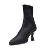 Botines tacón Miss Elastic negros de lycra efecto calcetín con tacón fino