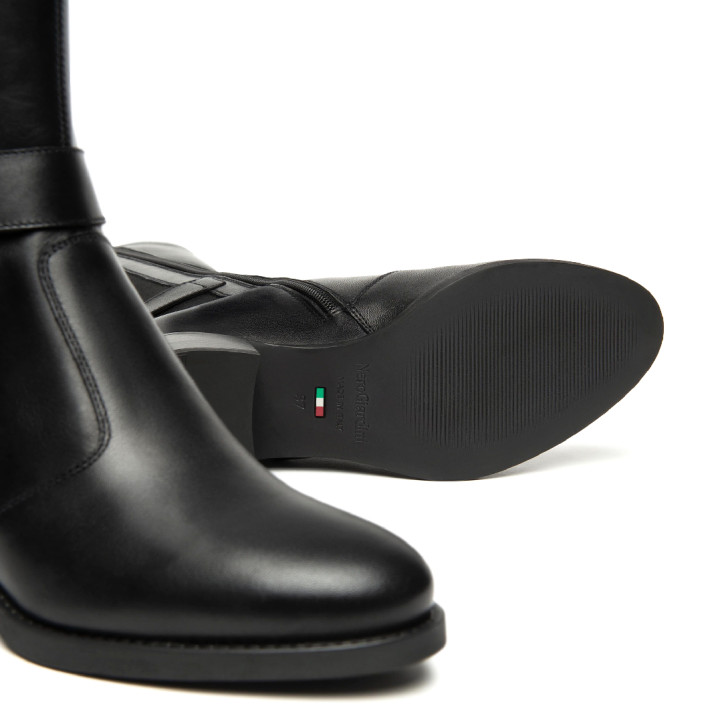 Botes de taló Nero Giardini negres de pell i teixit amb sivella decorativa - Querol online
