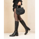 Botas tacón Nero Giardini negras de piel y tejido con hebilla decorativa - Querol online