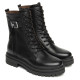 Botines planos Nero Giardini negras estilo militar de piel con hebilla decorativa y cremallera interior - Querol online