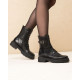 Botines planos Nero Giardini negras estilo militar de piel con hebilla decorativa y cremallera interior - Querol online